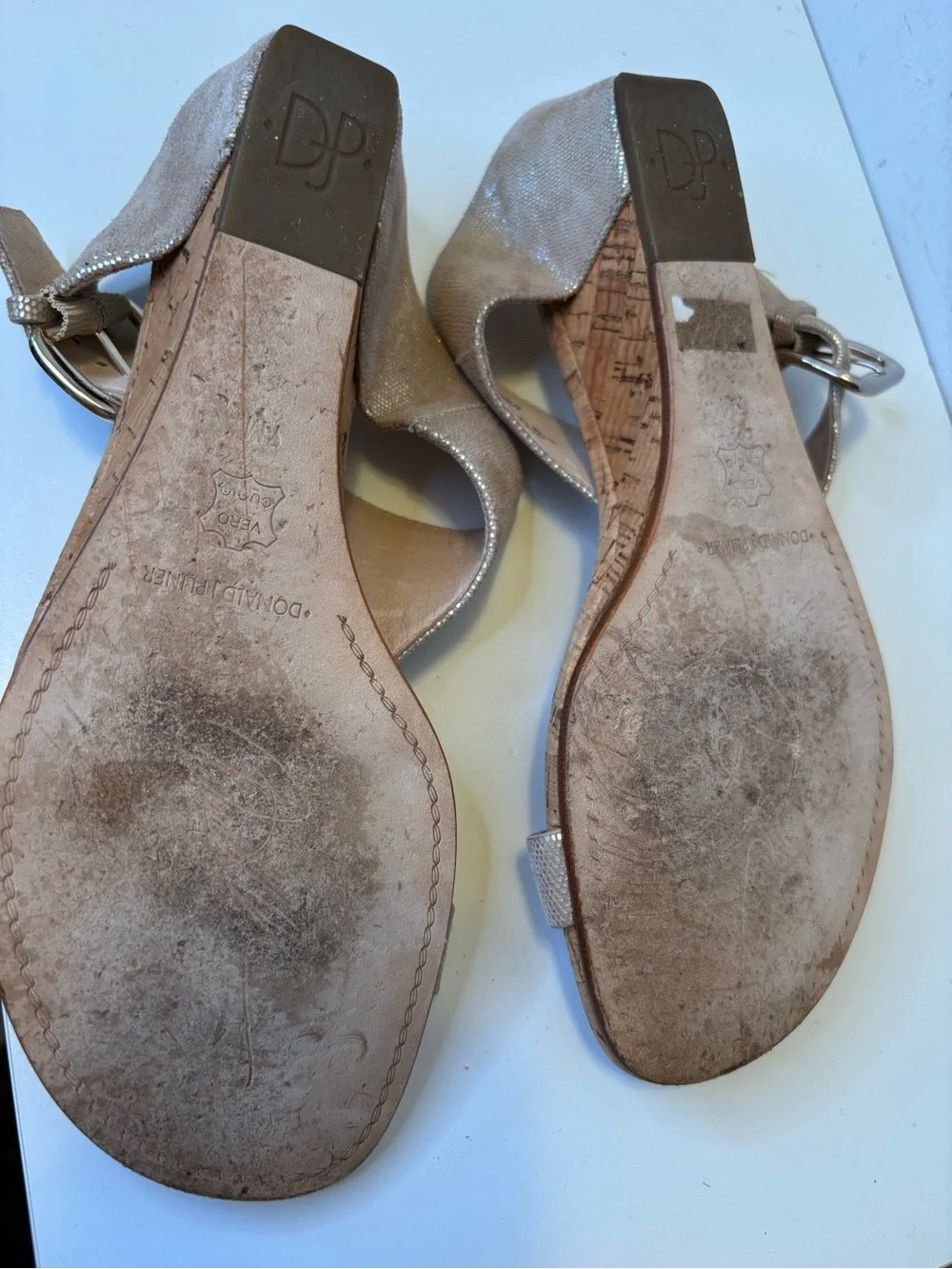 Donald J. Pliner Gold Metallic Wedge Thong Sandals - Picture 7 of 10